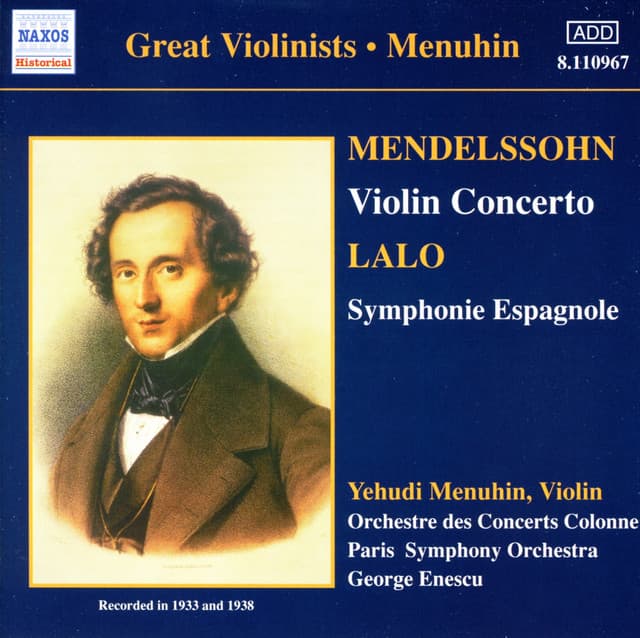 Mendelssohn: Violin Concerto / Lalo: Symphonie Espagnole (Menuhin) (1933, 1938) cover art